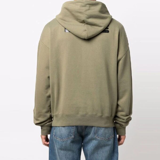 Off-White Herre FW21 Brystlogo-trykk Snøring Hette Langermet Løs passform Grønn