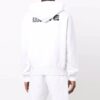 Off-White Herre FW21 Brystlogo Trykk Snøring Hette Langermet Løs Passform Hvit