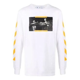 Off-White Herre FW21 Caravaggio-maleri Langermet Hvit T-skjorte