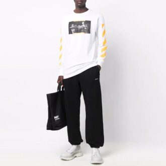 Off-White Herre FW21 Caravaggio-maleri Langermet Hvit T-skjorte