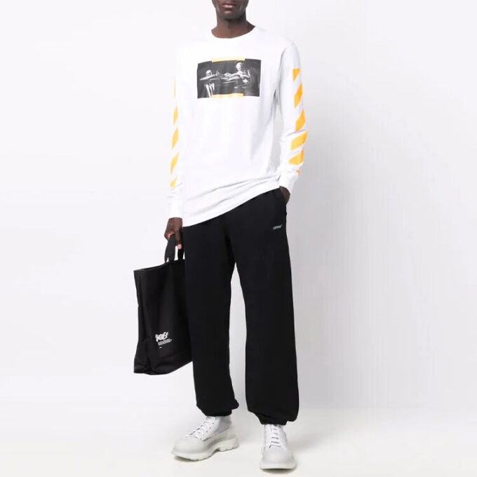 Off-White Herre FW21 Caravaggio-maleri Langermet Hvit T-skjorte