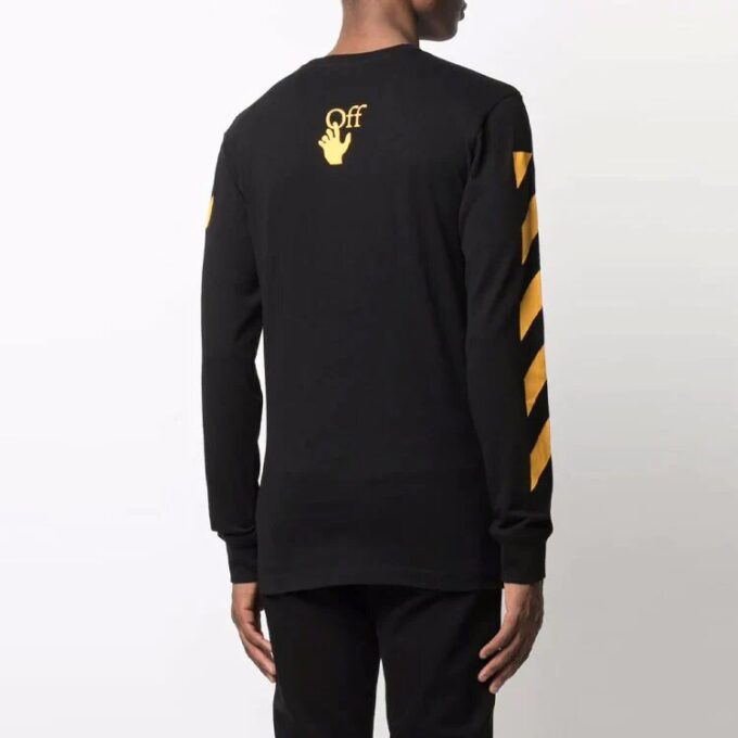 Off-White Herre FW21 Caravaggio-maleri Langermet svart T-skjorte