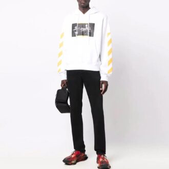 Off-White Herre FW21 Caravaggio-maleri-trykk Pullover Løs passform Hvit