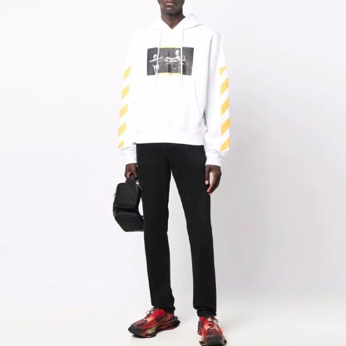 Off-White Herre FW21 Caravaggio-maleri-trykk Pullover Løs passform Hvit