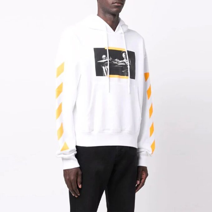 Off-White Herre FW21 Caravaggio-maleri-trykk Pullover Løs passform Hvit