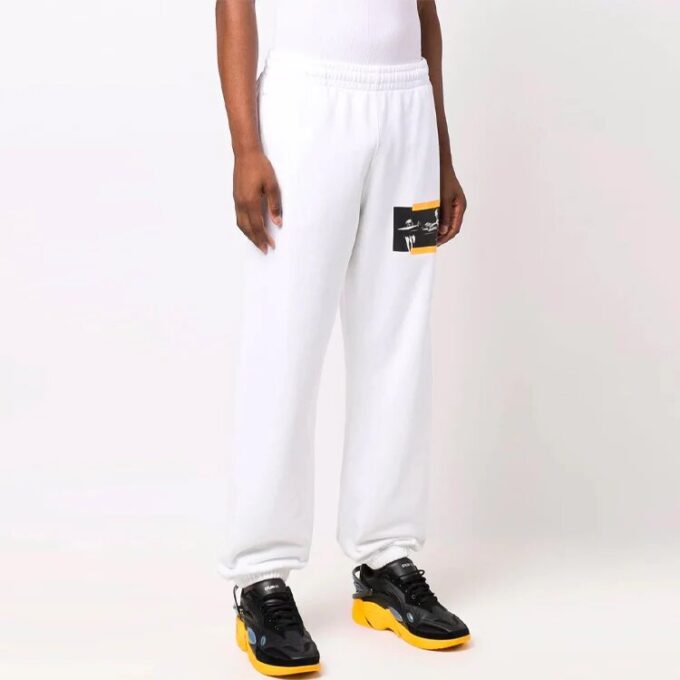 Off-White Herre FW21 Caravaggio-maleri-trykk Sportsbukser/Joggebukser Hvit