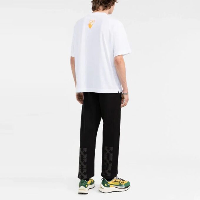 Off-White Herre FW21 Caravaggio-mønstertrykk Rundhalset kortærmet Slim Fit hvit T-skjorte