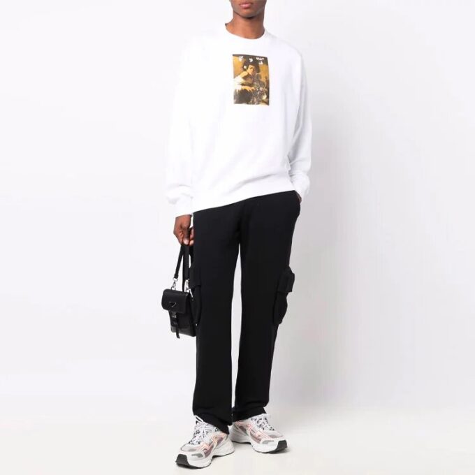 Off-White Herre FW21 Caravaggio-trykk, løs passform, hvit