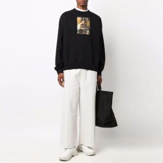 Off-White Herre FW21 Caravaggio-trykk, løs passform, svart Off-White Herre FW21 Caravaggio-trykk, løs passform, svart
