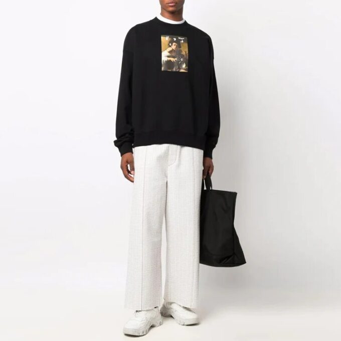 Off-White Herre FW21 Caravaggio-trykk, løs passform, svart
