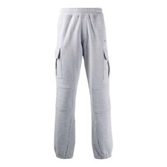 Off-White Herre FW21 Cargo-lomme sportsbukser/joggebukser Grå