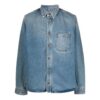 Off-White Herre FW21 Casual Distress Denim Langermet Løs Passform Blå Skjorte