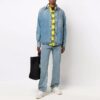 Off-White Herre FW21 Casual Distress Denim Langermet Løs Passform Blå Skjorte