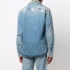 Off-White Herre FW21 Casual Distress Denim Langermet Løs Passform Blå Skjorte
