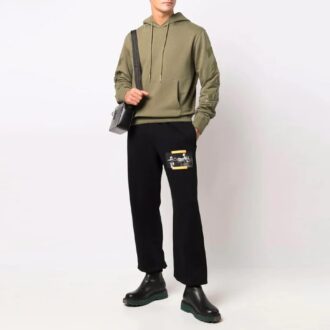 Off-White Herre FW21 Casual hettejakke med trykk, løs passform, grønn