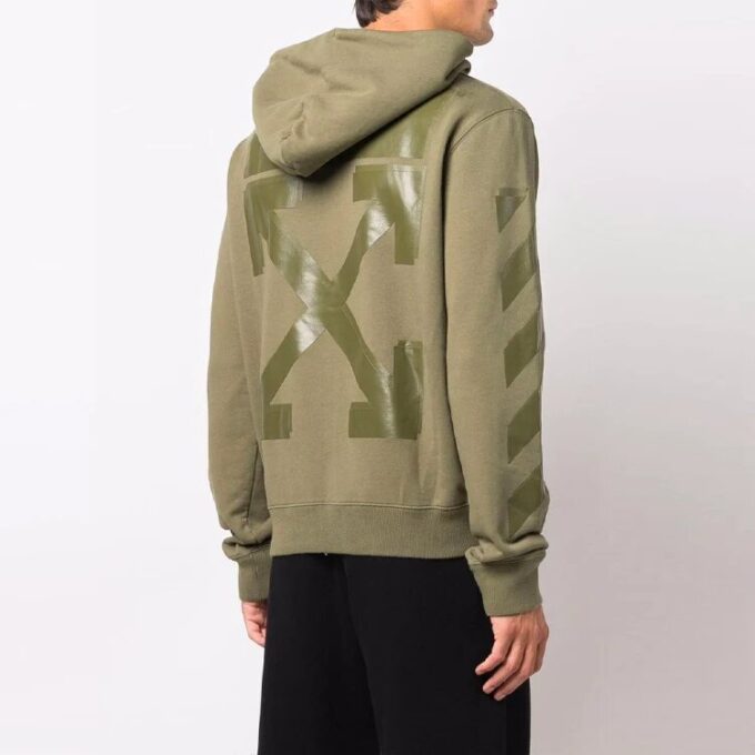 Off-White Herre FW21 Casual hettejakke med trykk, løs passform, grønn