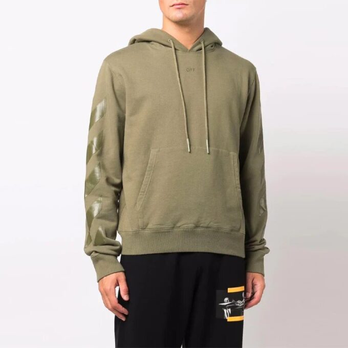 Off-White Herre FW21 Casual hettejakke med trykk, løs passform, grønn