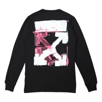Off-White Herre FW21 Color Painting Arrow Rundhalset Pullover Langermet Slim Fit Svart T-skjorte