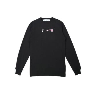 Off-White Herre FW21 Color Painting Arrow Rundhalset Pullover Langermet Slim Fit Svart T-skjorte
