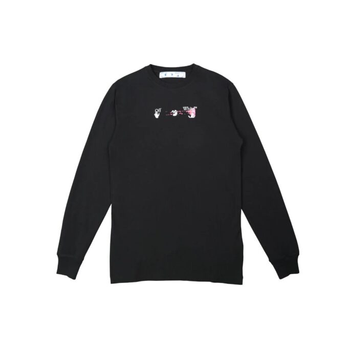 Off-White Herre FW21 Color Painting Arrow Rundhalset Pullover Langermet Slim Fit Svart T-skjorte