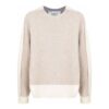 Off-White Herre FW21 Colorblock Rundhalset Pullover Ullgenser Løs Passform Beige