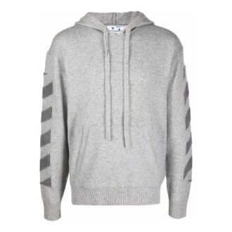 Off-White Herre FW21 Diagonale striper Hettegenser Ullgenser Løs passform Grå