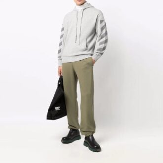 Off-White Herre FW21 Elastisk linning Ensfarget Sportbukser/Joggebukser Løs passform Grønn