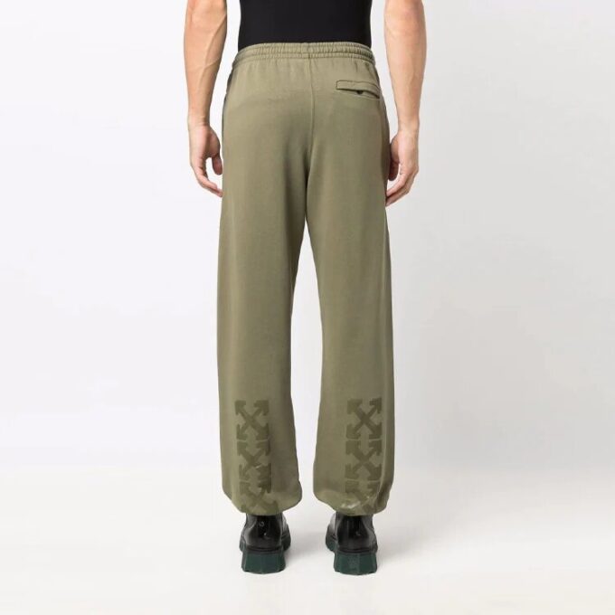 Off-White Herre FW21 Elastisk linning Ensfarget Sportbukser/Joggebukser Løs passform Grønn