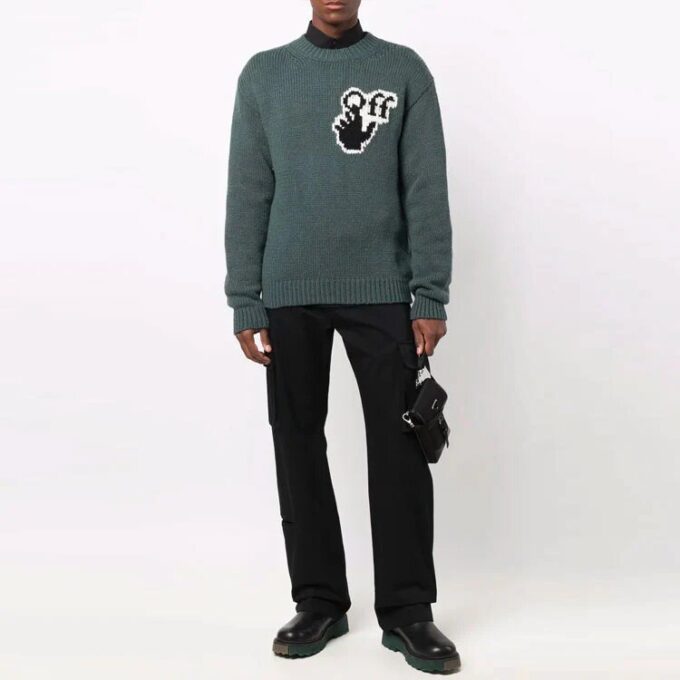 Off-White Herre FW21 Ensfarget Cargo Casual Langbukse/Bukser Løs Passform Svart