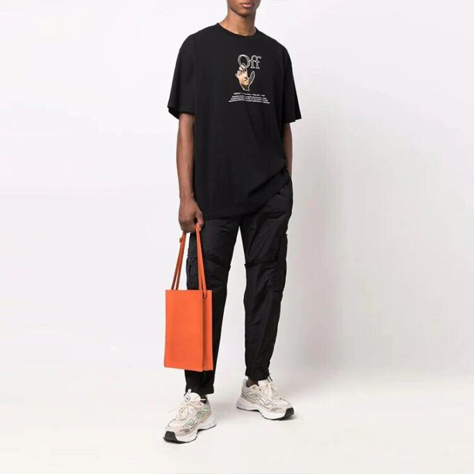 Off-White Herre FW21 Ensfarget Funksjonell Casual Cargo-bukser/bukser Svart