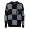 Off-White Herre FW21 Grid Logo Intarsia Knit Ordinary Version Svart