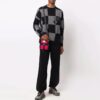 Off-White Herre FW21 Grid Logo Intarsia Knit Ordinary Version Svart