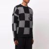 Off-White Herre FW21 Grid Logo Intarsia Knit Ordinary Version Svart