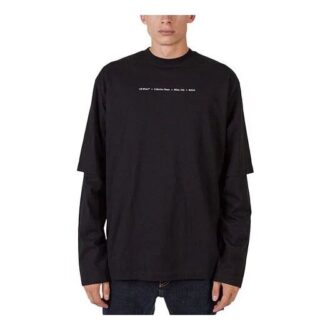 Off-White Herre FW21 Grønn pil på ermet Langermet løs passform Svart T-skjorte