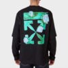 Off-White Herre FW21 Grønn pil på ermet Langermet løs passform Svart T-skjorte