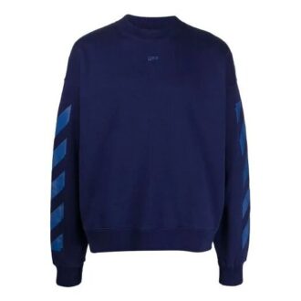 Off-White Herre FW21 Gummi Arrows Geometri Mønster Rund Hals Langermet Løs Passform Blå