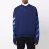 Off-White Herre FW21 Gummi Arrows Geometri Mønster Rund Hals Langermet Løs Passform Blå