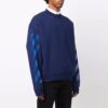 Off-White Herre FW21 Gummi Arrows Geometri Mønster Rund Hals Langermet Løs Passform Blå