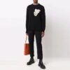 Off-White Herre FW21 Hands Off Logo Alfabet Rundhalset Ullgenser Løs Passform Svart