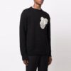 Off-White Herre FW21 Hands Off Logo Alfabet Rundhalset Ullgenser Løs Passform Svart