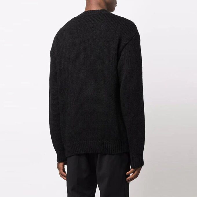 Off-White Herre FW21 Hands Off Logo Alfabet Rundhalset Ullgenser Løs Passform Svart