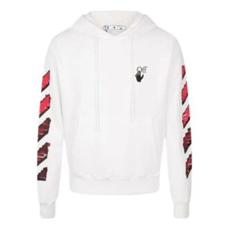 Off-White Herre FW21 Hettegenser med gradientpil-logo, løs passform, hvit