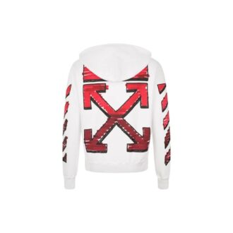 Off-White Herre FW21 Hettegenser med gradientpil-logo, løs passform, hvit