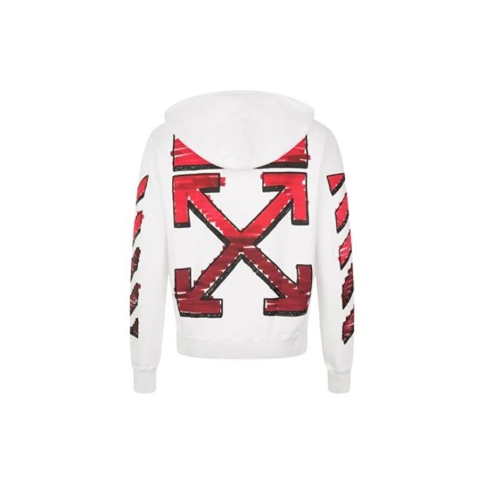Off-White Herre FW21 Hettegenser med gradientpil-logo, løs passform, hvit