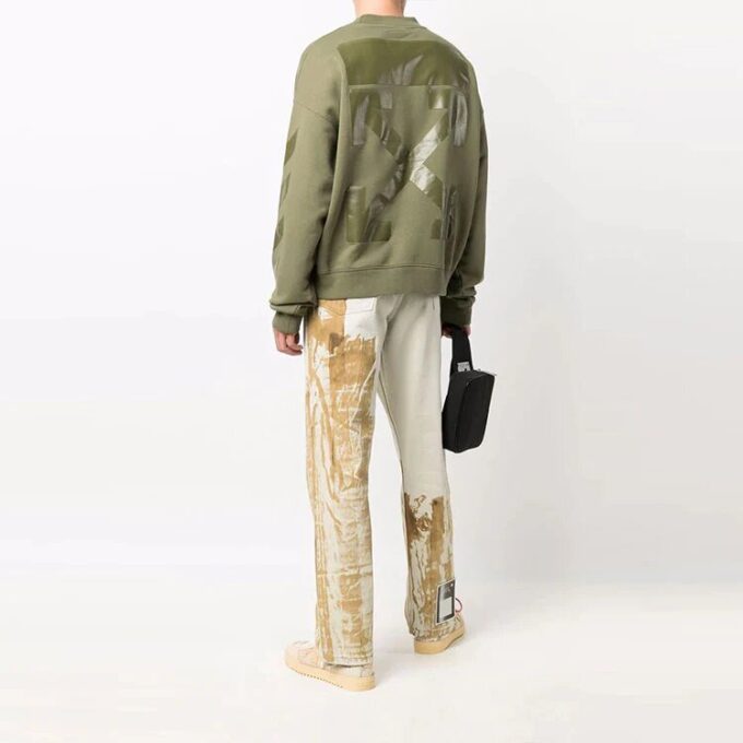 Off-White Herre FW21 Ikonisk pilemønster Snøring Løs passform Grønn