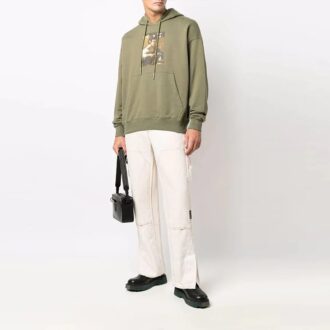 Off-White Herre FW21 Illustrasjon Trykk Løs Passform Grønn