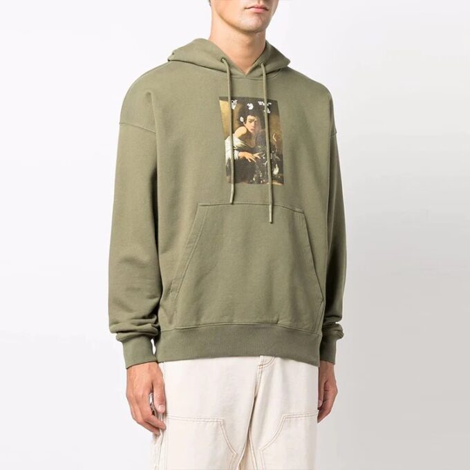 Off-White Herre FW21 Illustrasjon Trykk Løs Passform Grønn