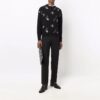 Off-White Herre FW21 Intarsia-strikket genser med logo, rund hals, løs passform, svart