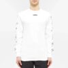 Off-White Herre FW21 Langermet T-skjorte med gummibånd, slim fit, hvit
