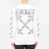 Off-White Herre FW21 Langermet T-skjorte med gummibånd, slim fit, hvit